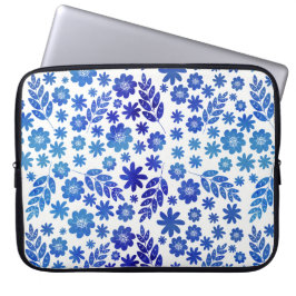 Blommönstret Blue China Hand plockade Laptop Sleeve