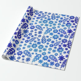 Blommönstret Blue China Hand plockade Presentpapper