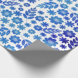 Blommönstret Blue China Hand plockade Presentpapper