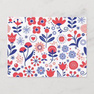 Blommönstret Blue & Coral Helg Vykort