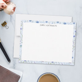 Blommönstret Blue Lila Söt Wildblomma Anteckningskort