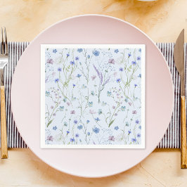 Blommönstret Blue Lila Söt Wildblomma Pappersservett