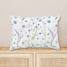 Blommönstret Blue Lila Söt Wildblomma Prydnadskudde