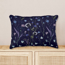 Blommönstret Blue Lila Söt Wildblomma Prydnadskudde