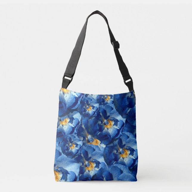 Blommönstret Blue Ro Tote Axelväska (Framsida)