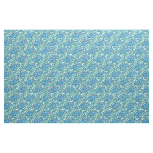 Blommönstret Blue Violet Lime Green Paisley Tyg (Fat Quarter)