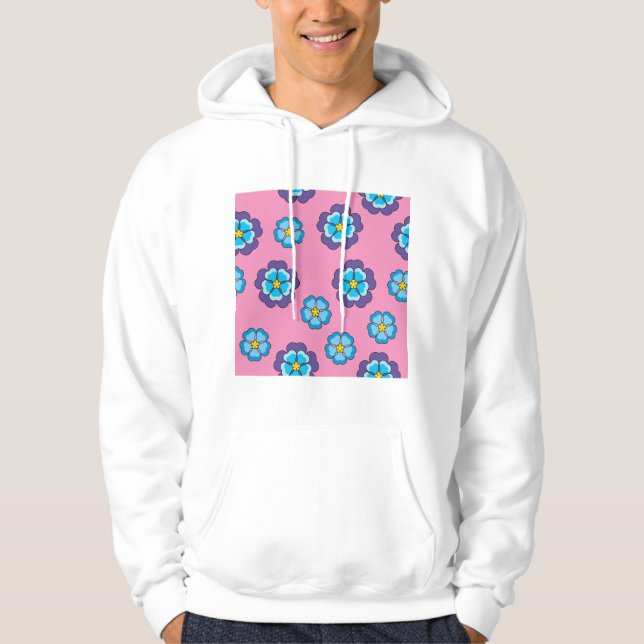 Blommönstret Blue Violet Rosa Hoodie (Framsida)