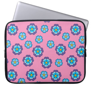 Blommönstret Blue Violet Rosa Laptop Fodral