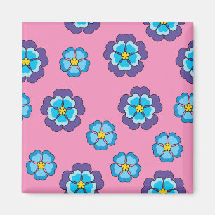 Blommönstret Blue Violet Rosa Magnet