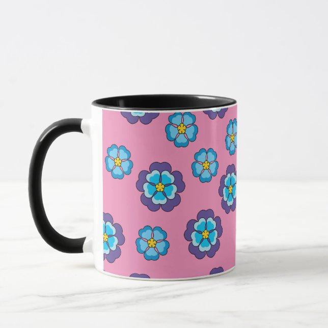 Blommönstret Blue Violet Rosa Mugg (Vänster)