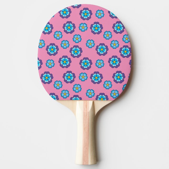 Blommönstret Blue Violet Rosa Pingisracket (Framsidan)
