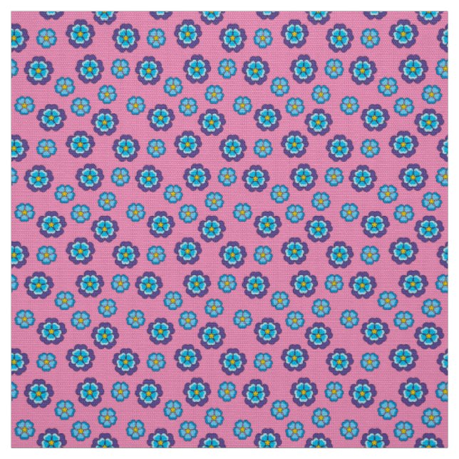 Blommönstret Blue Violet Rosa Tyg (Provkarta)