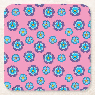 Blommönstret Blue Violet Rosa Underlägg Papper Kvadrat