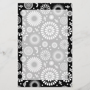 Blommönstret Boho-blommor, svart och vitt Brevpapper