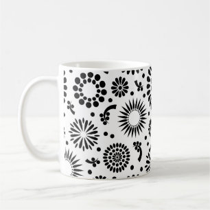 Blommönstret Boho-blommor, svart och vitt Kaffemugg