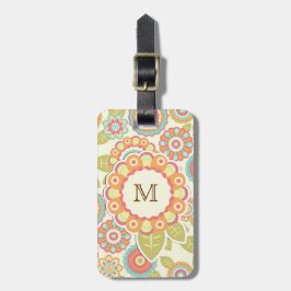 Blommönstret Boho Retro Funky Flowers (Cream) Bagagebricka