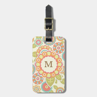 Blommönstret Boho Retro Funky Flowers (Cream) Bagagebricka