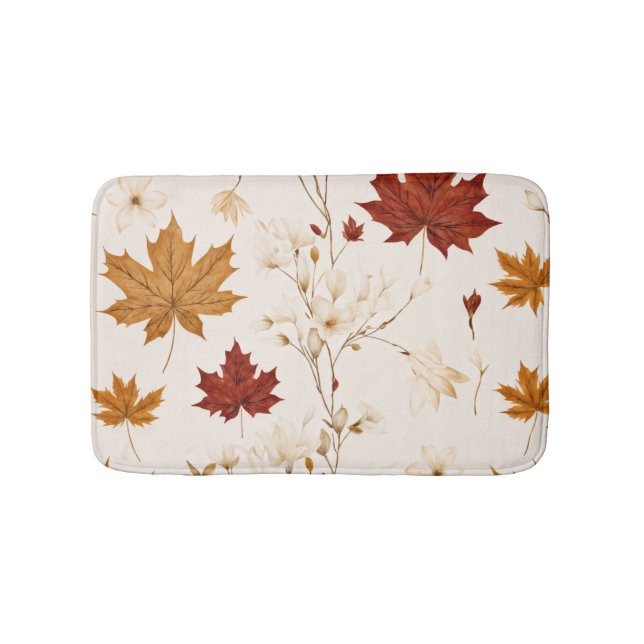 Blommönstret Boho Vintage Maple Lövs Vinter Badrumsmatta (Framsidan)