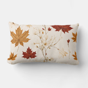 Blommönstret Boho Vintage Maple Lövs Vinter Lumbarkudde