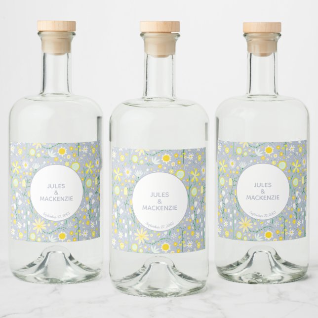 Blommönstret Botaniskt blåvildblomma Spritflaskor Etikett (Flaskor)