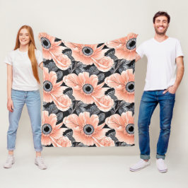 Blommönstret Botaniskt ljus persikor Fleecefilt