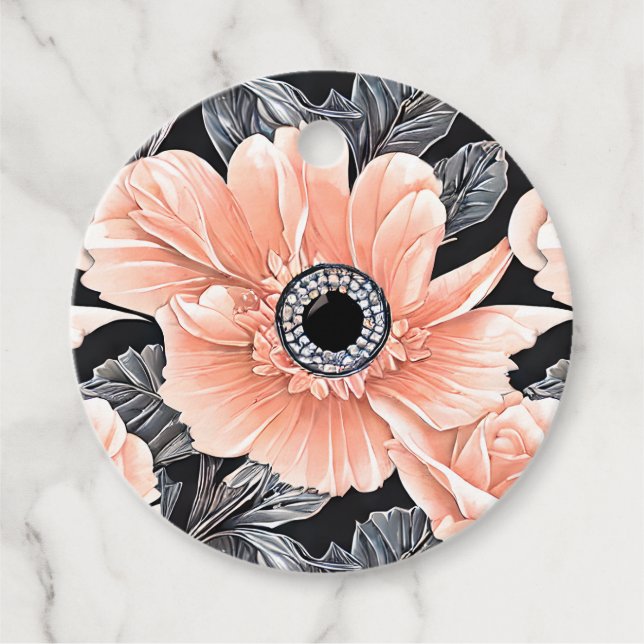 Blommönstret Botaniskt ljus persikor Gåvor Etiketter (Framsida)