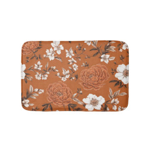 Blommönstret Bränd Orange Badrumsmatta