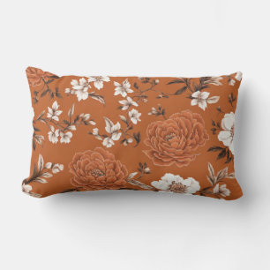 Blommönstret Bränd Orange Lumbarkudde