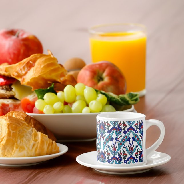 Blommönstret Bridesmaid Gift Espressomugg (Turkish Iznik Floral Pattern Bridesmaid Gift Espresso Cup Breakfast Table)
