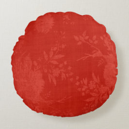 Blommönstret Bright Red på Red Rund Kudde