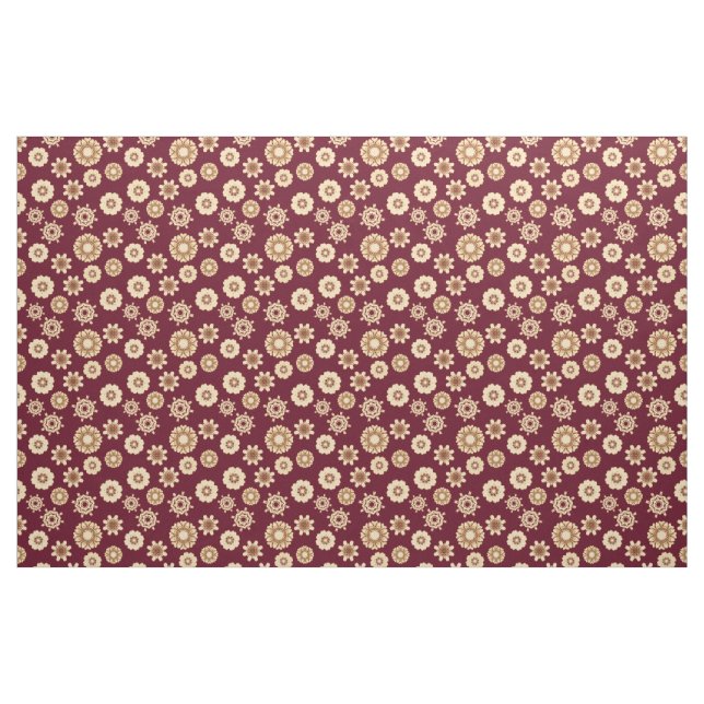 Blommönstret Burgandy och Guld Baroque Stil Tyg (Fat Quarter)