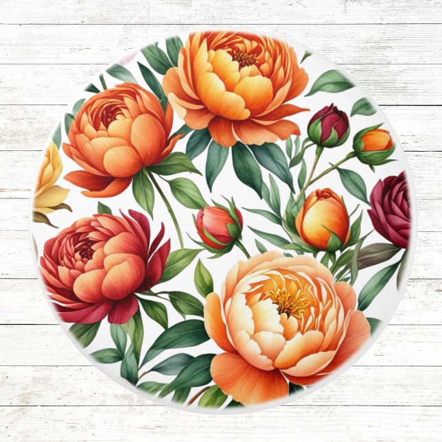 Blommönstret Burgundy Peach Flowers Peony Knopp (Skapare uppladdad)