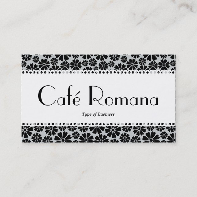Blommönstret Café Romana (Scalloped) Visitkort (Framsida)