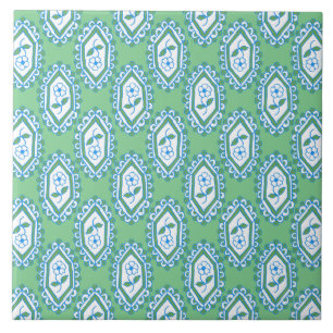Blommönstret chic blått Vintage periwinkle Kakelplatta