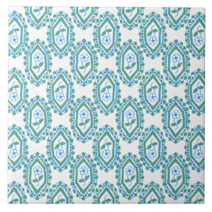 Blommönstret chic blåvit Vintage, periwinkle Kakelplatta