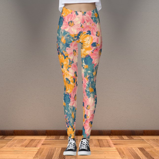 Blommönstret Colorful Modern Flowers Leggings (Skapare uppladdad)