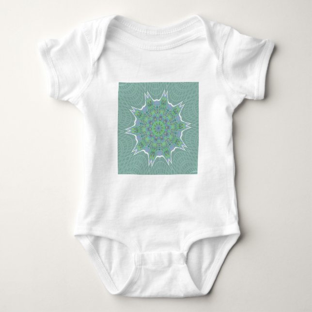 Blommönstret coola Grönt Tee Shirt (Framsida)