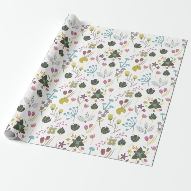 Blommönstret coola presentpapper (Utrullad)