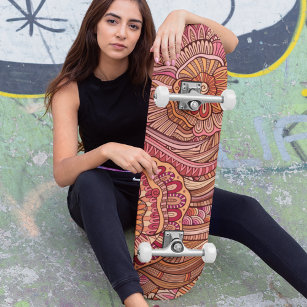 Blommönstret coola Trendig Modern Abstrakt Mini Skateboard Bräda 18,5 Cm