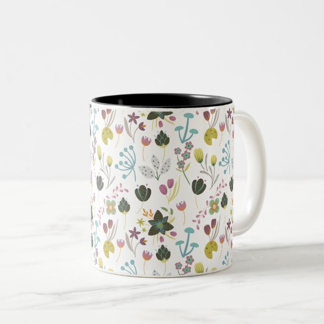 Blommönstret coola Två-Tonad mugg (Framsida höger)