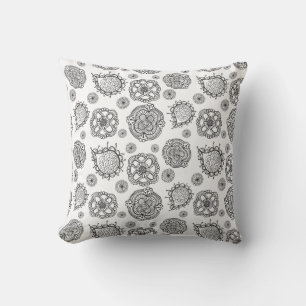 Blommönstret Cushion Modern Black & White Doodle Kudde