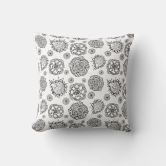 Blommönstret Cushion Modern Black & White Doodle Kudde