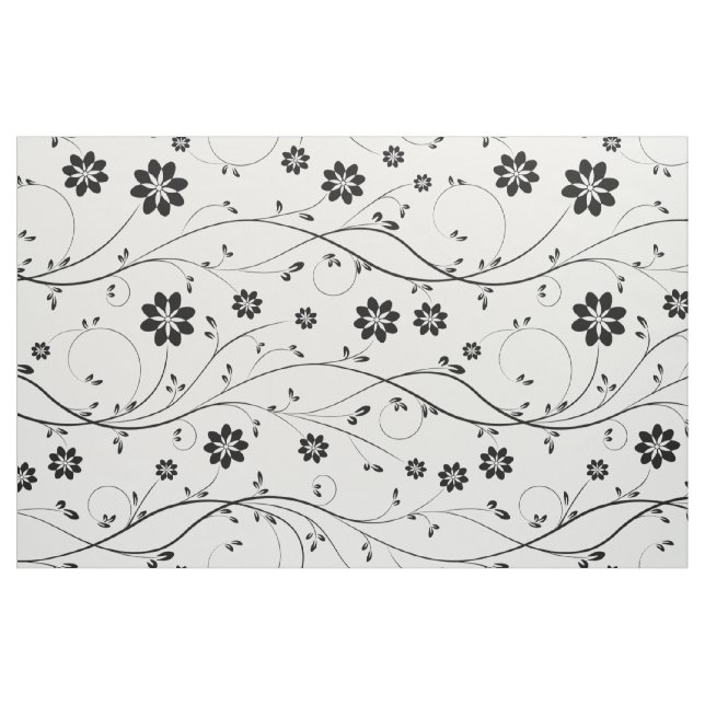 Blommönstret Cute Black & White delikat Tyg (Fat Quarter)