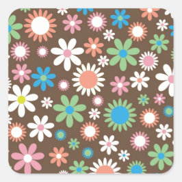 Blommönstret Cute Daisy Fyrkantigt Klistermärke