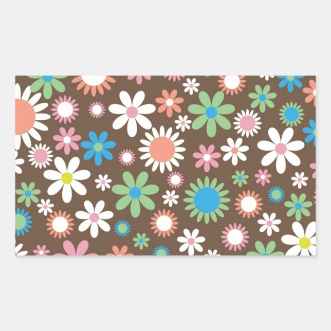 Blommönstret Cute Daisy Rektangulärt Klistermärke (Framsida)