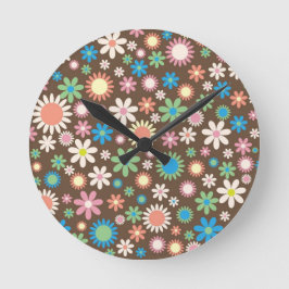 Blommönstret Cute Daisy Rund Klocka