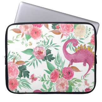 Blommönstret Cute Dinosaurs Vintage Laptop Fodral