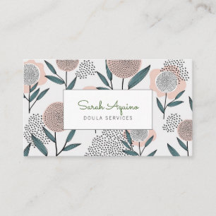 Blommönstret Cute Doula Hand plockade Rabattkort