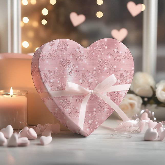 Blommönstret Cute Girly Rosa ros Guld Glitter Presentpapper (Skapare uppladdad)