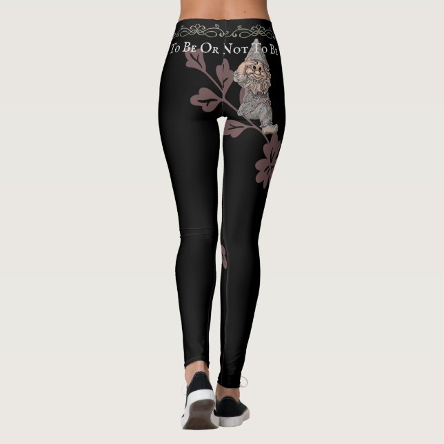 Blommönstret Cute Gnome Gonk Black Leggings (Baksida)
